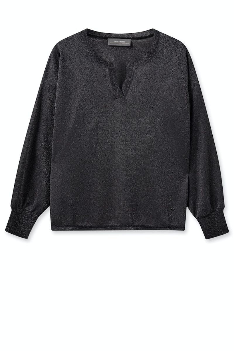 Detail of Kilana LS blouse in Black by Mos Mosh