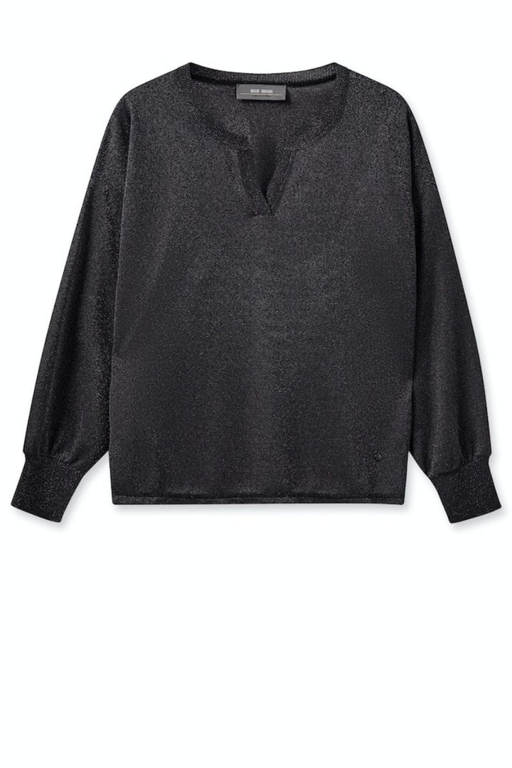 Detail of Kilana LS blouse in Black by Mos Mosh