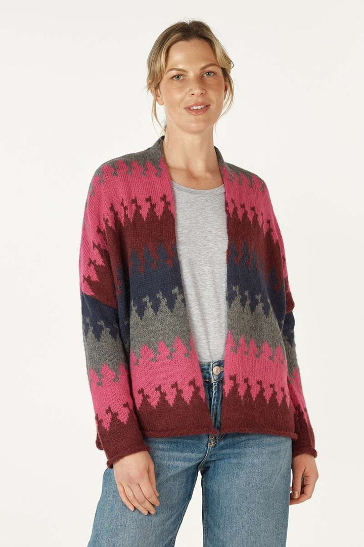 Mountain Peaks Cardi in Wine ZP7121 by Zaket & Plover