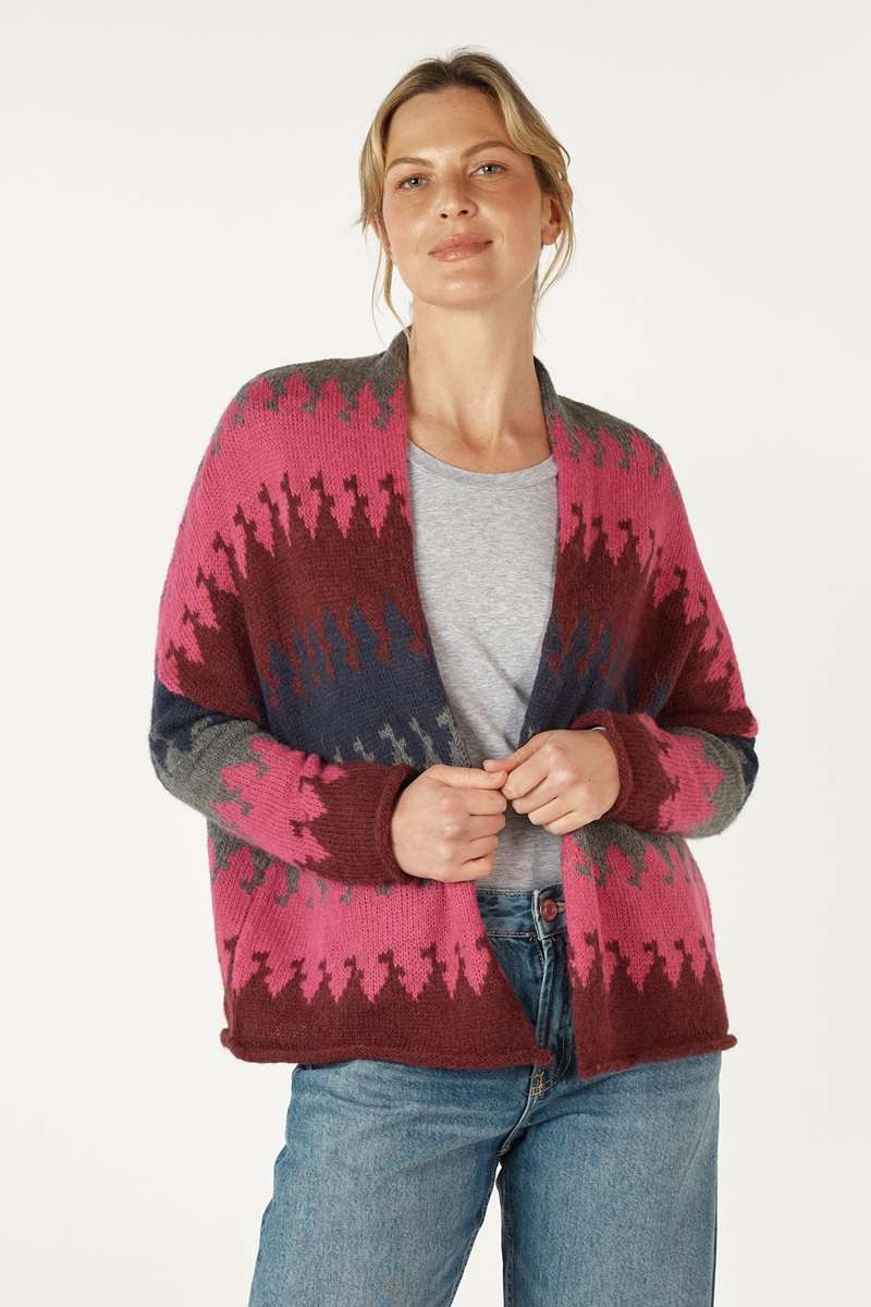 Mountain Peaks Cardi in Wine ZP7121 by Zaket & Plover