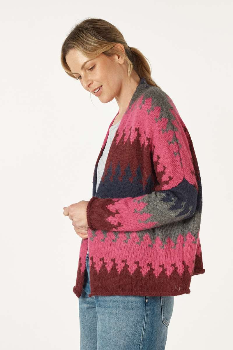 Mountain Peaks Cardi in Wine ZP7121 by Zaket & Plover