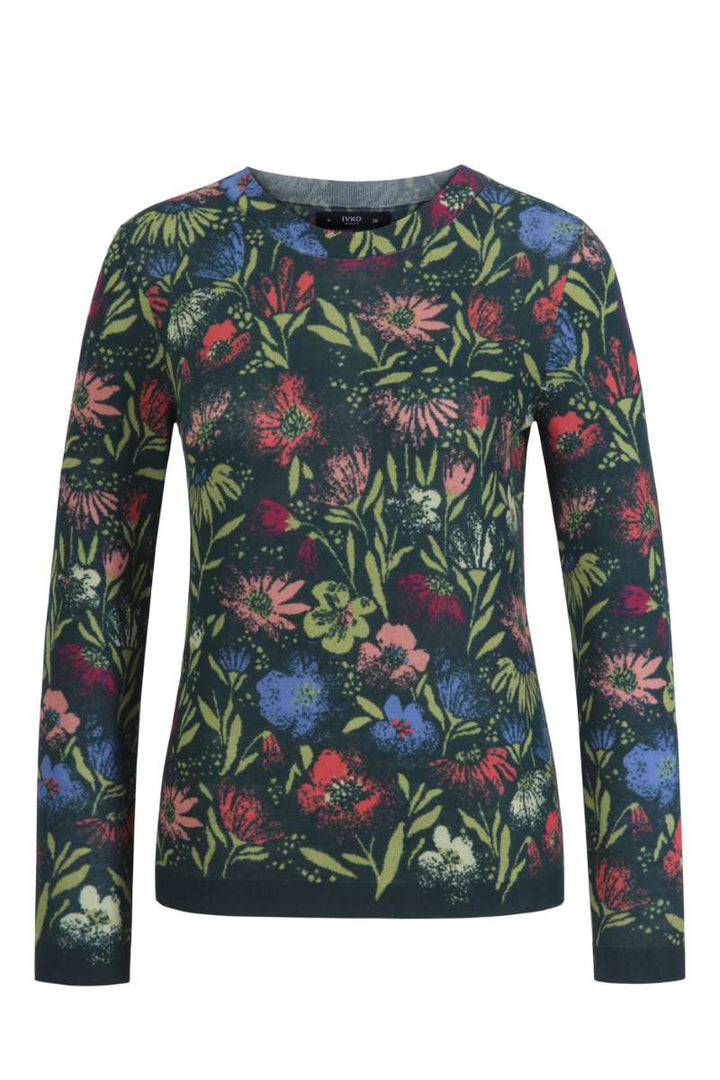 O-Neck Pullover, Floral Print 242633 by IVKO