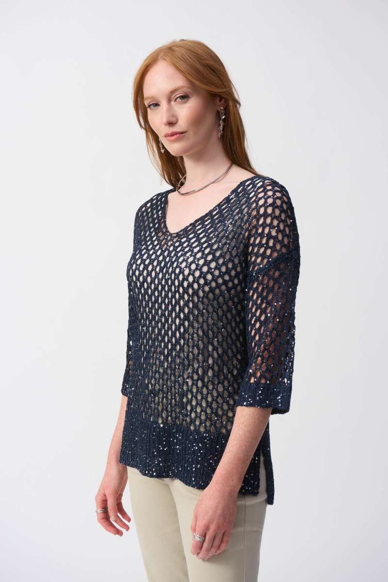 open-stitch-sweater-with-sequins-in-midnight-blue-joseph-ribkoff-front-view_1200x