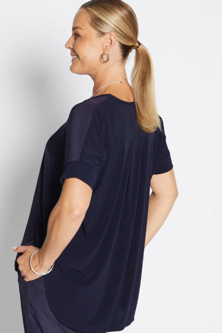 Angie V Spliced tee in navy by Philosophy in Navy / 8