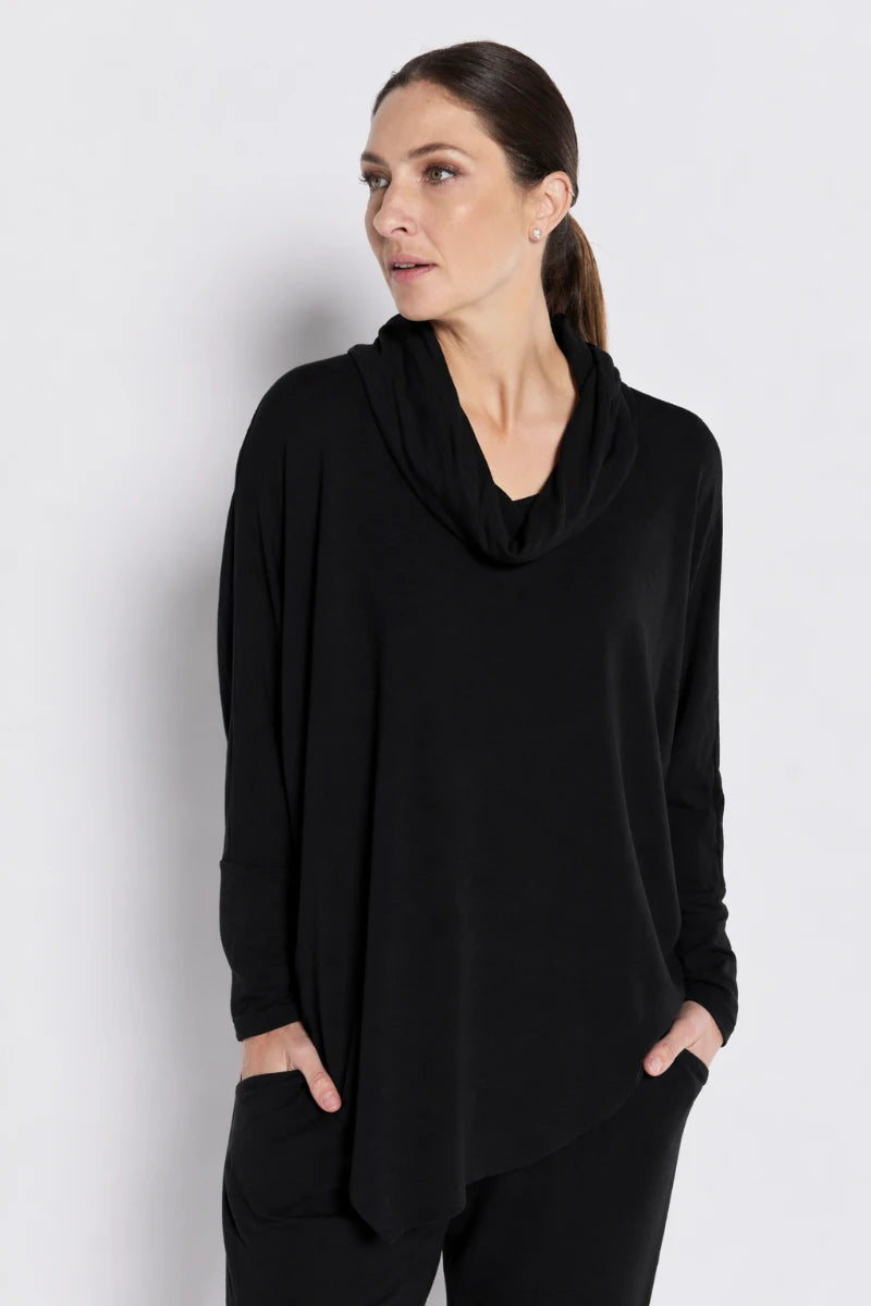 Asymmetrical Long Sleeve Tunic in Black by Philosophy
