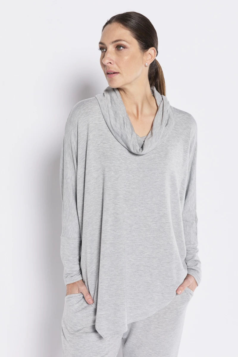 Asymmetrical Long Sleeve Tunic in Silver (Grey Marle) by Philosophy