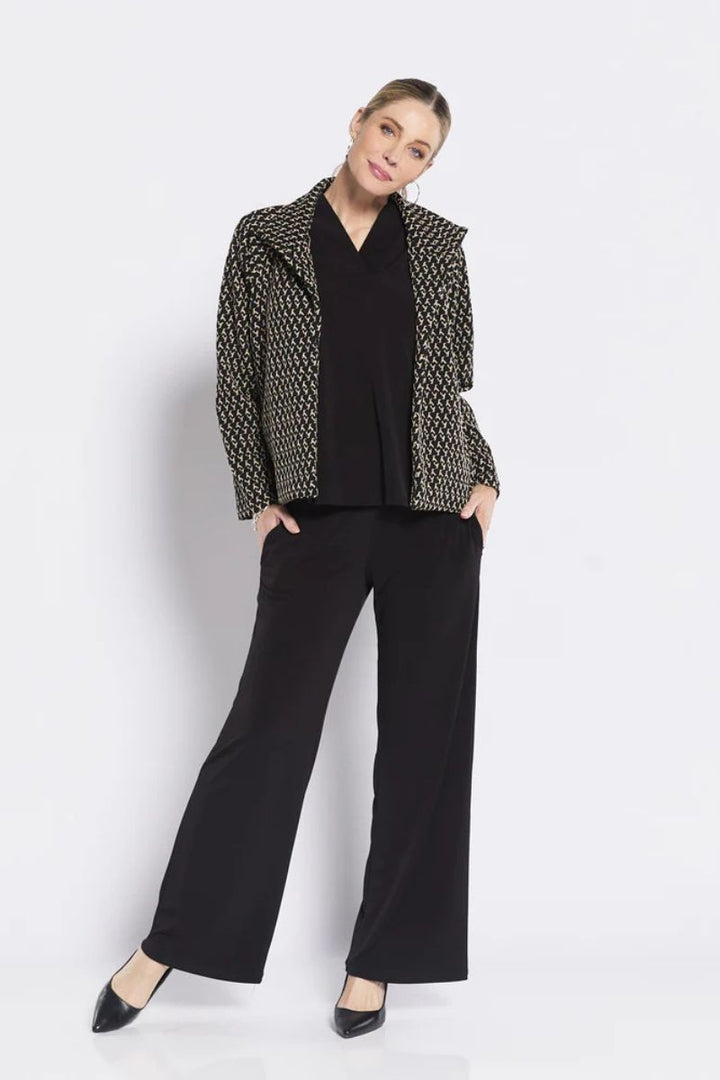 Woman wearing Buckingham Cropped Jacket in Black and Beige by Philosophy Australia front