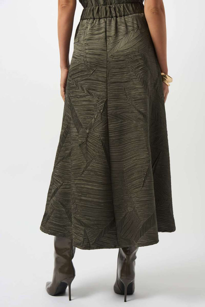 Joseph Ribkoff Pleated Satin Long Flared Skirt 253248 in 8 / Avocado