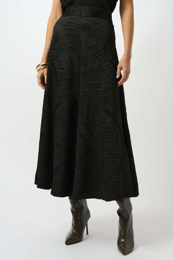 Joseph Ribkoff Pleated Satin Long Flared Skirt 253248 in 8 / Avocado