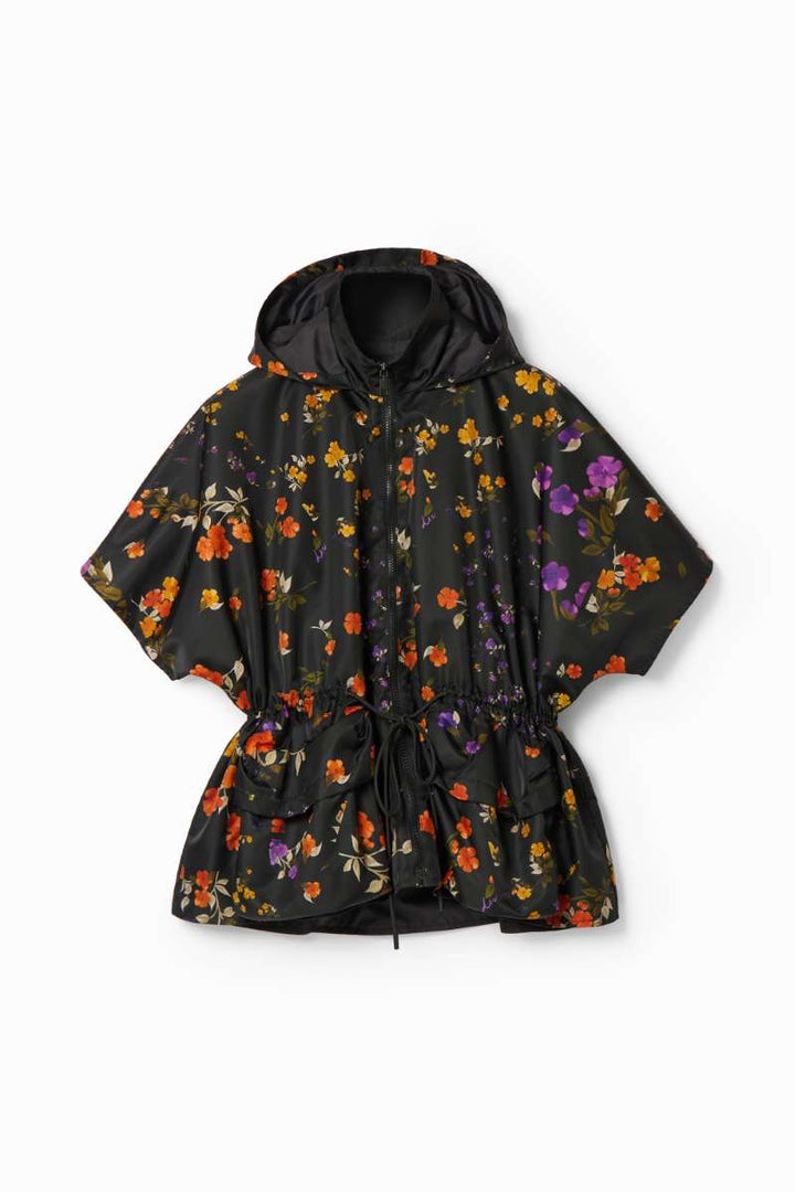 Poncho Artistic Fower in Black 24WAIY07 by Desigual