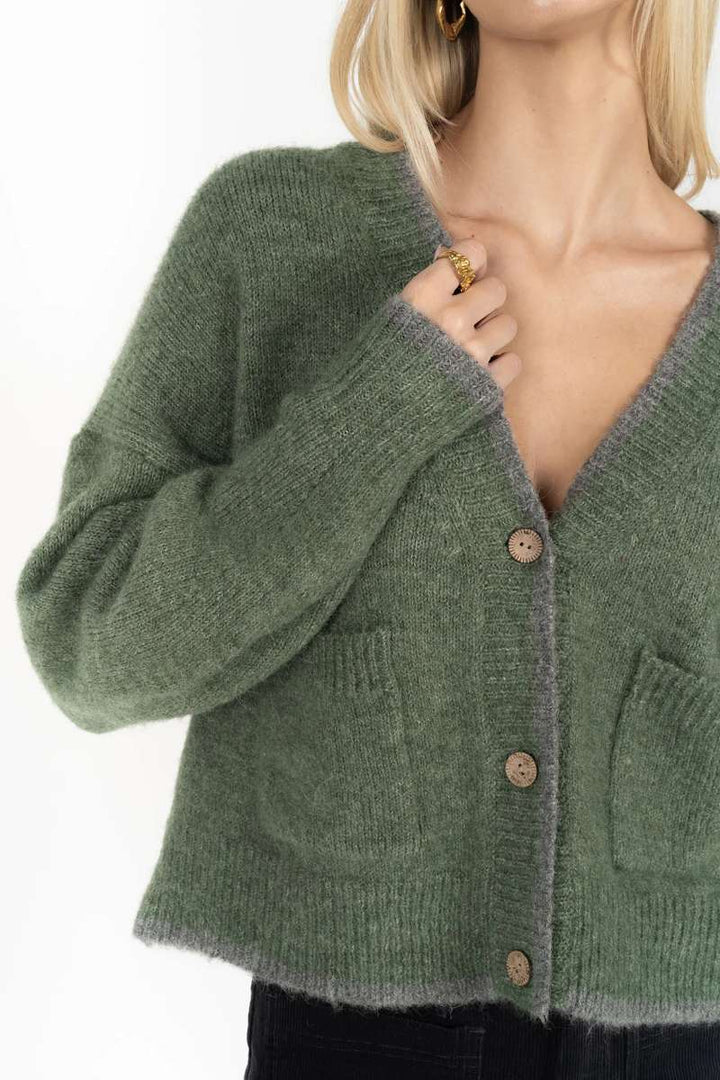 Romi Cardi in Green Grey HW25209 by Humidity Lifestyle in Green Grey, size S/M