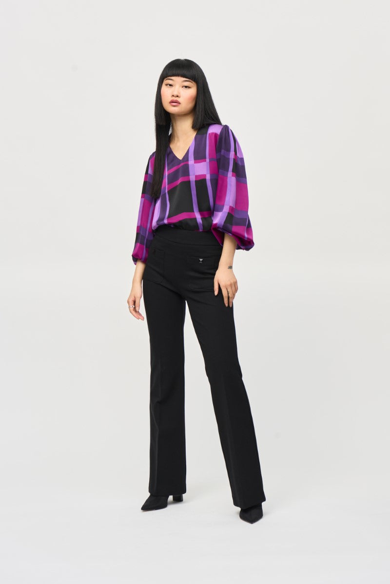 satin-abstract-plaid-print-top-in-purple-black-joseph-ribkoff-front-view_1200x