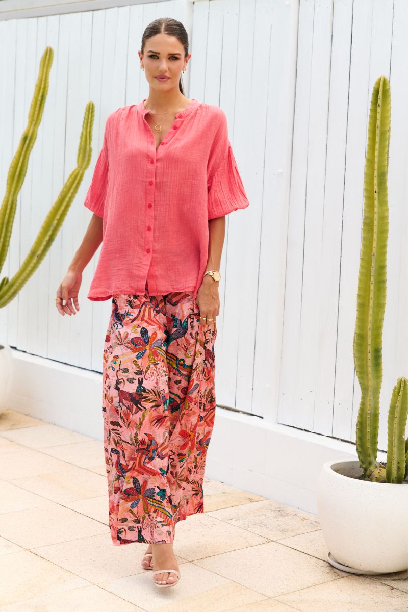 Woman wearing Scarlett Pants Floral Multicolour full length view