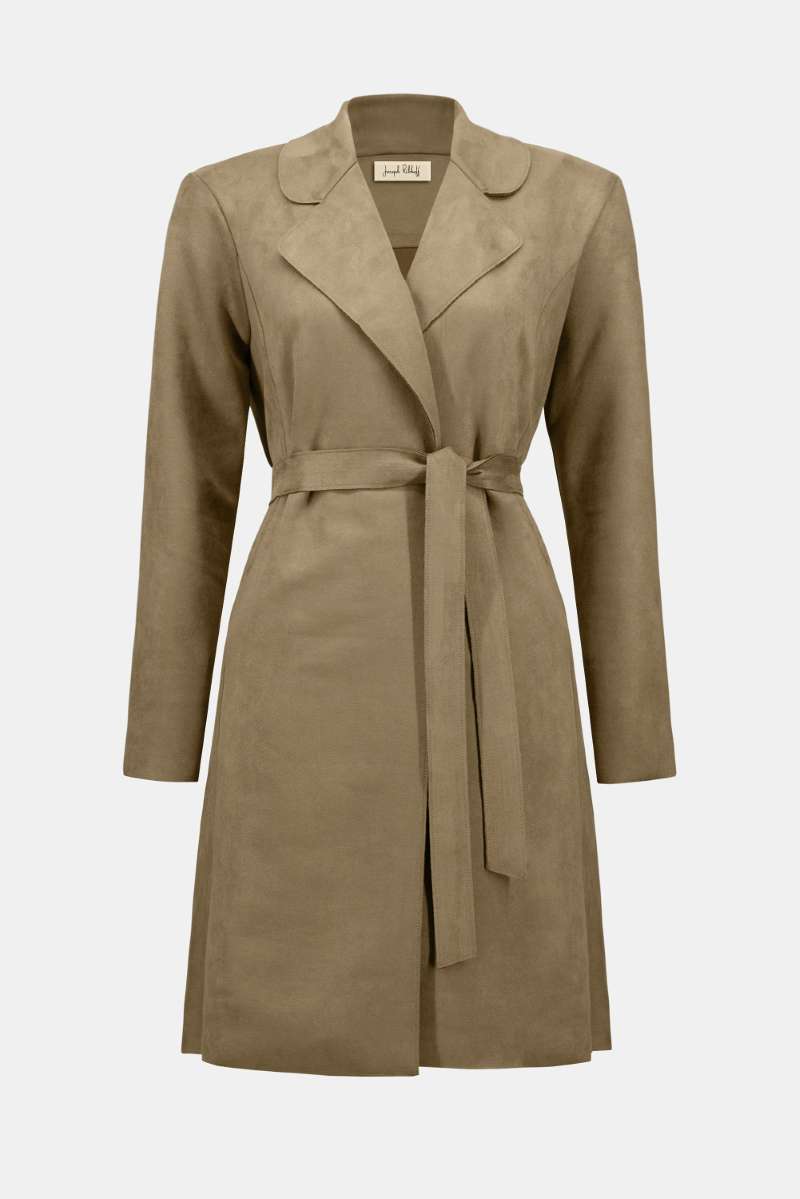 Scuba Suede Straight Coat in Java 253252 by Joseph Ribkoff