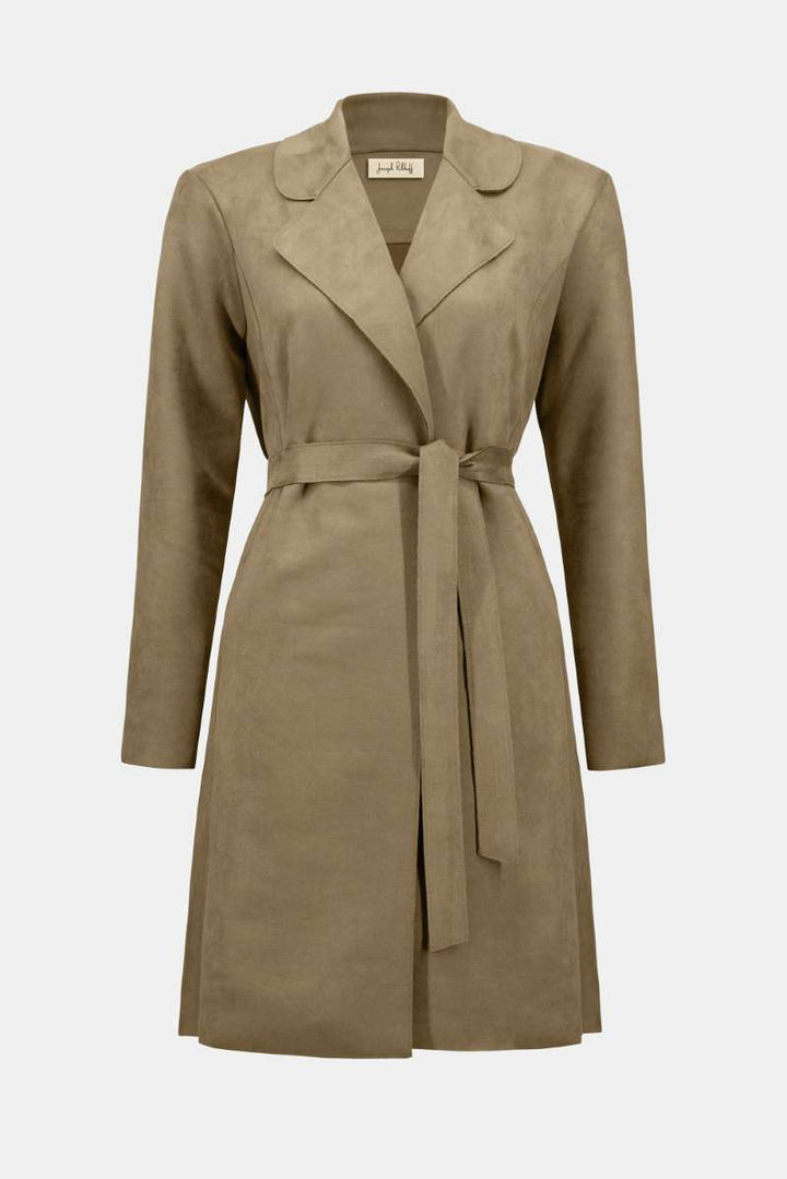 Scuba Suede Straight Coat in Java 253252 by Joseph Ribkoff