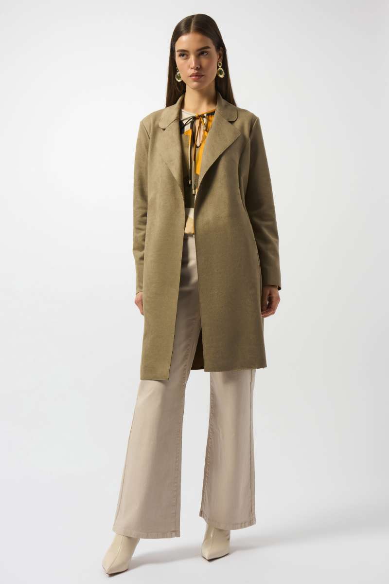 Scuba Suede Straight Coat in Java 253252 by Joseph Ribkoff