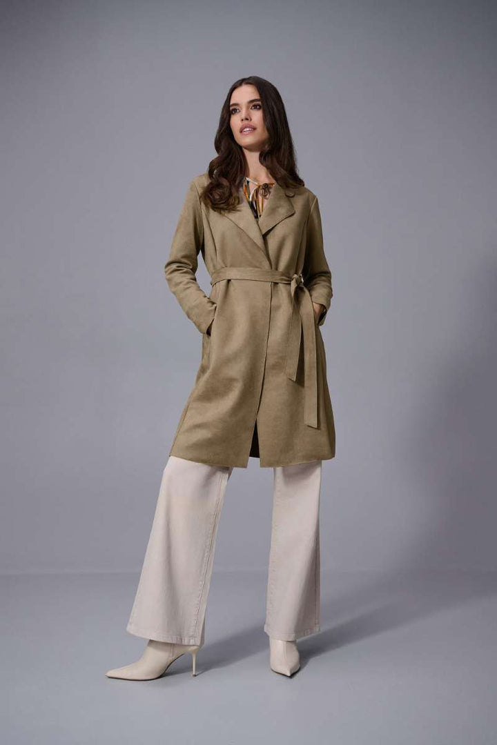 Scuba Suede Straight Coat in Java 253252 by Joseph Ribkoff