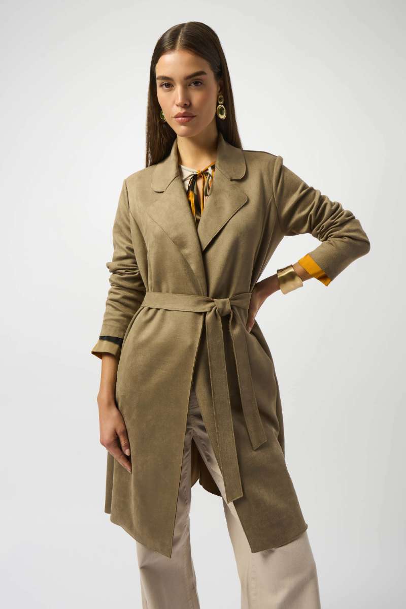 Scuba Suede Straight Coat in Java 253252 by Joseph Ribkoff