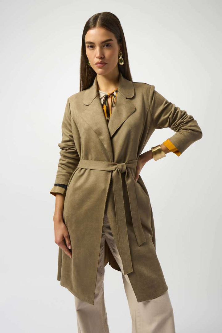 Scuba Suede Straight Coat in Java 253252 by Joseph Ribkoff