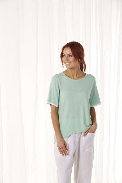 short-sleeve-tee-with-contrast-in-mint-white-bella-front-view_1200x