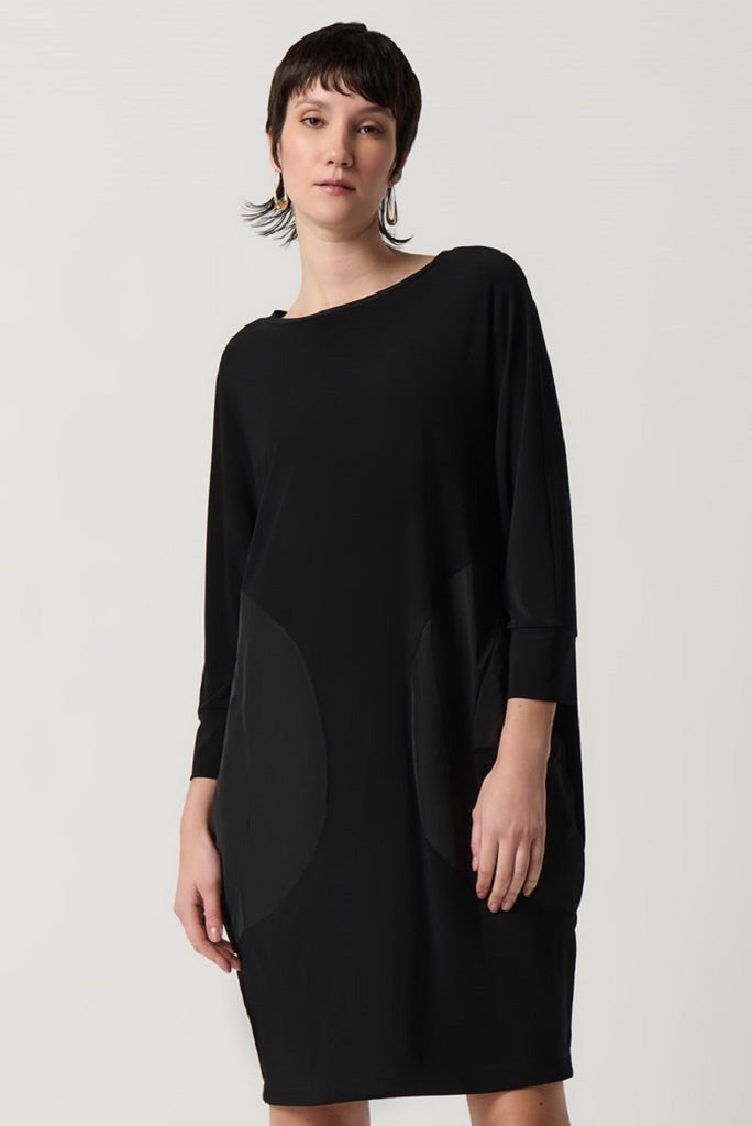 silky-knit-and-memory-cocoon-dress-in-black-joseph-ribkoff-front-view_1200x