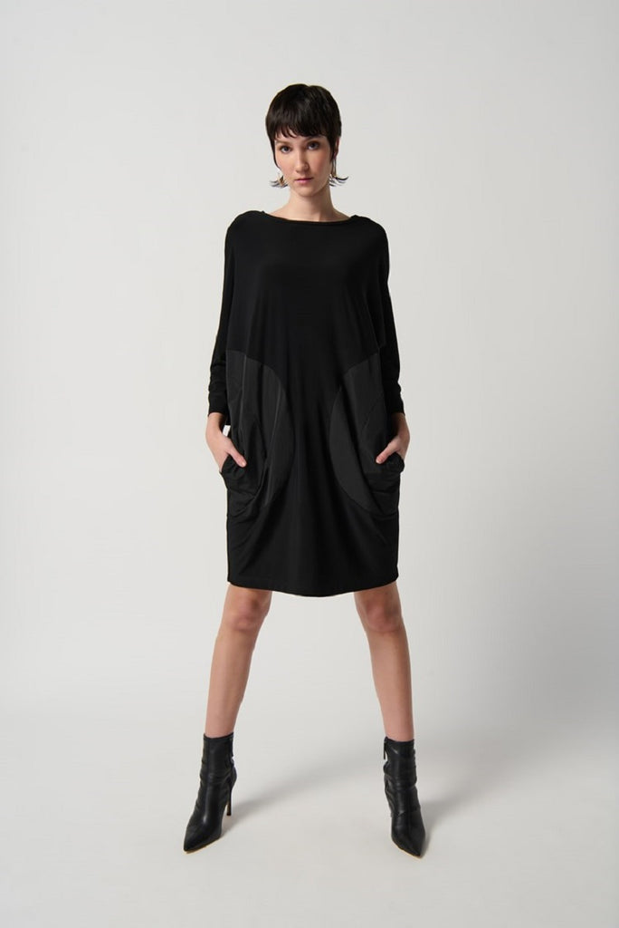 silky-knit-and-memory-cocoon-dress-in-black-joseph-ribkoff-front-view_1200x