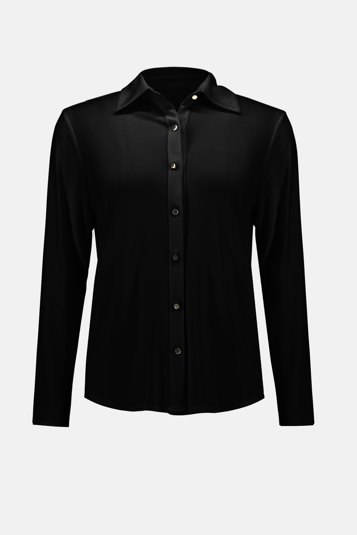 Silky Knit Button-Front Straight Blouse 253941 by Joseph Ribkoff