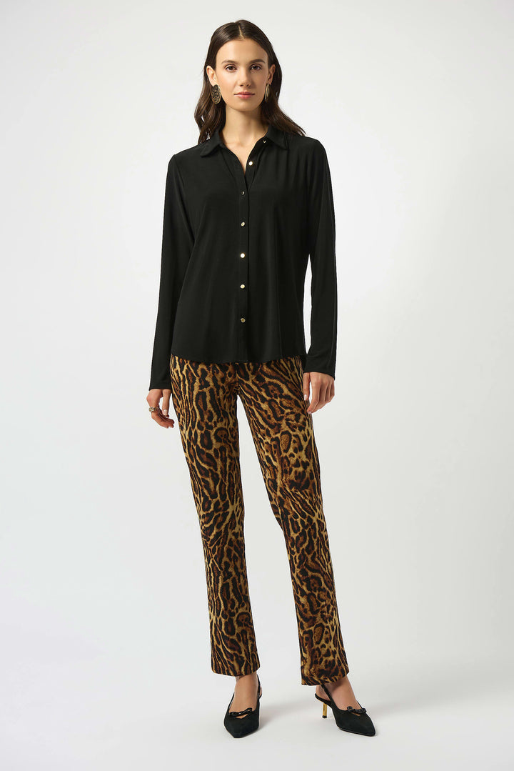 Silky Knit Button-Front Straight Blouse 253941 by Joseph Ribkoff