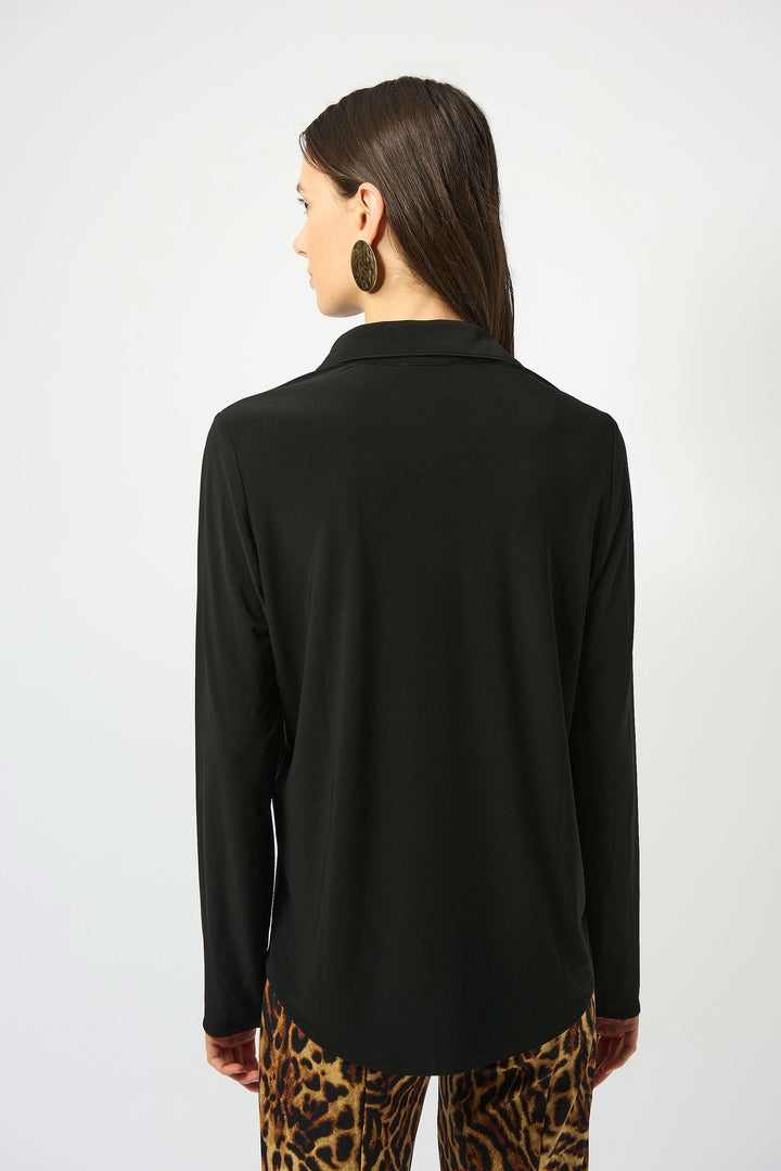 Silky Knit Button-Front Straight Blouse 253941 by Joseph Ribkoff