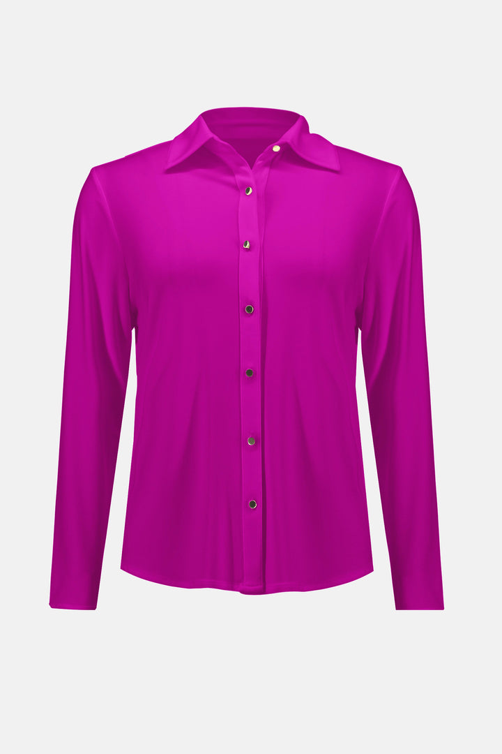 Silky Knit Button-Front Straight Blouse 253941 by Joseph Ribkoff