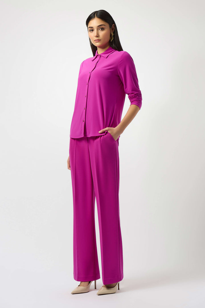 Silky Knit Button-Front Straight Blouse 253941 by Joseph Ribkoff