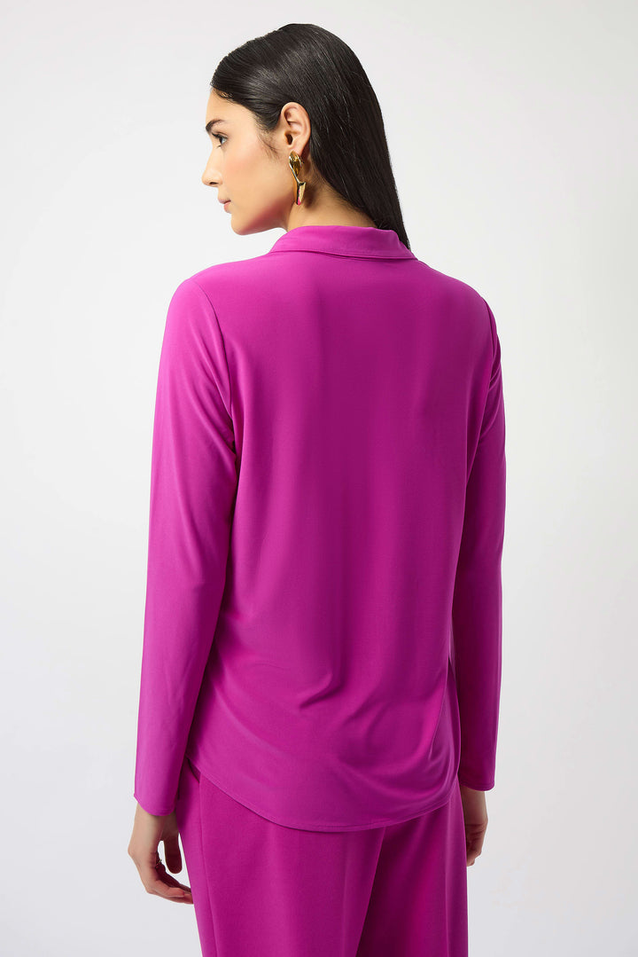 Silky Knit Button-Front Straight Blouse 253941 by Joseph Ribkoff