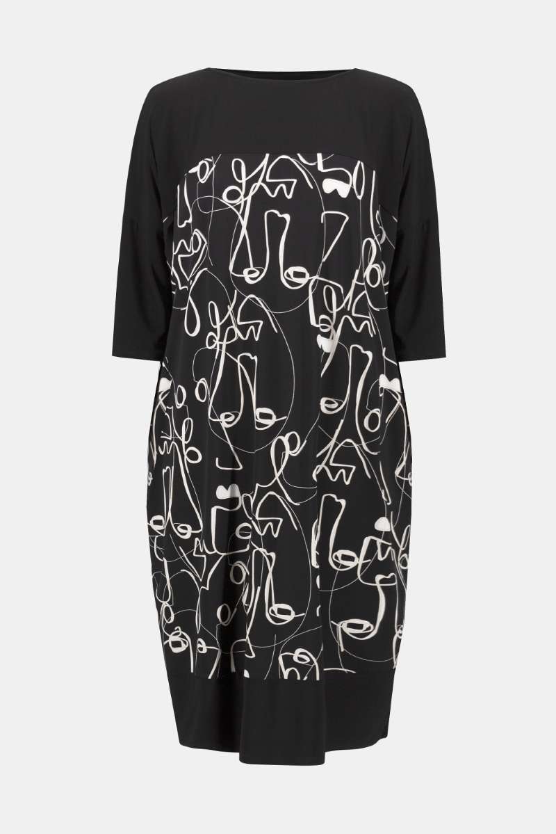 Silky Knit Face Print Cocoon Dress 253130