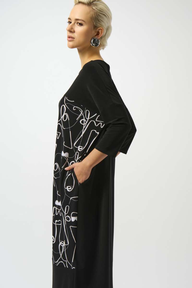 Silky Knit Face Print Cocoon Dress 253130