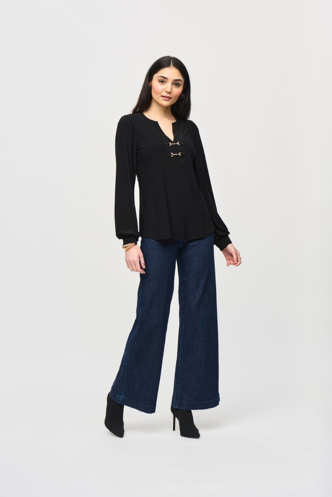 silky-knit-flared-top-in-black-joseph-ribkoff-front-view_1200x