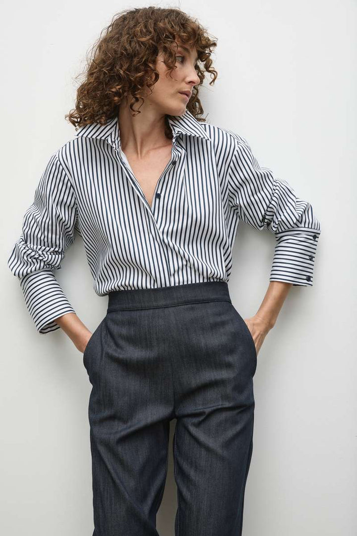 Smooth Shirt in White/Indigo F730 8560 by MELA PURDIE