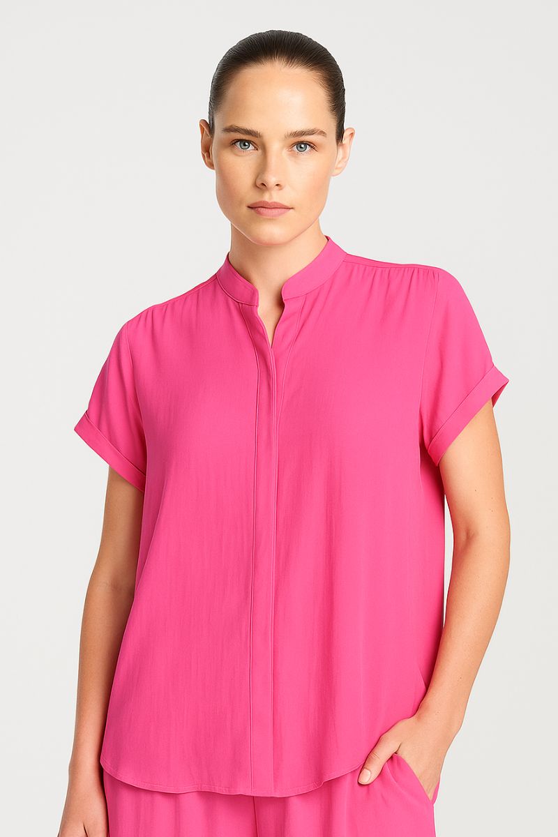 Soft Stand Shirt in Hot Pink by Mela Purdie