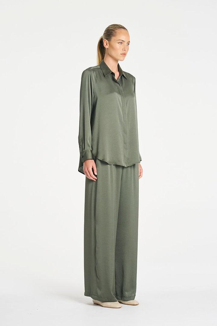 Soft Shirt Mirror Satin in Sage by Mela Purdie