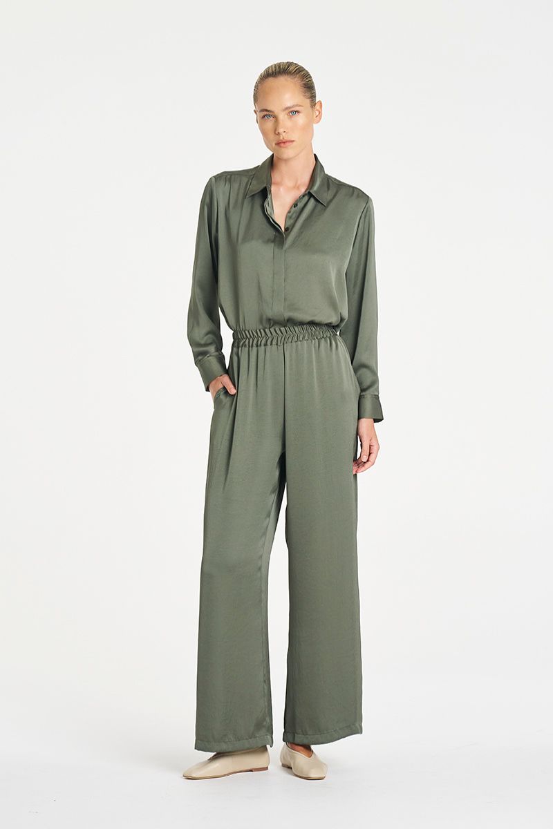 Soft Shirt Mirror Satin in Sage by Mela Purdie