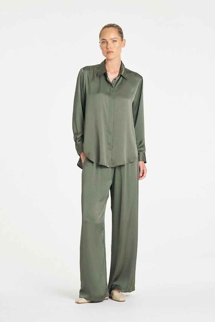 Soft Shirt Mirror Satin in Sage by Mela Purdie