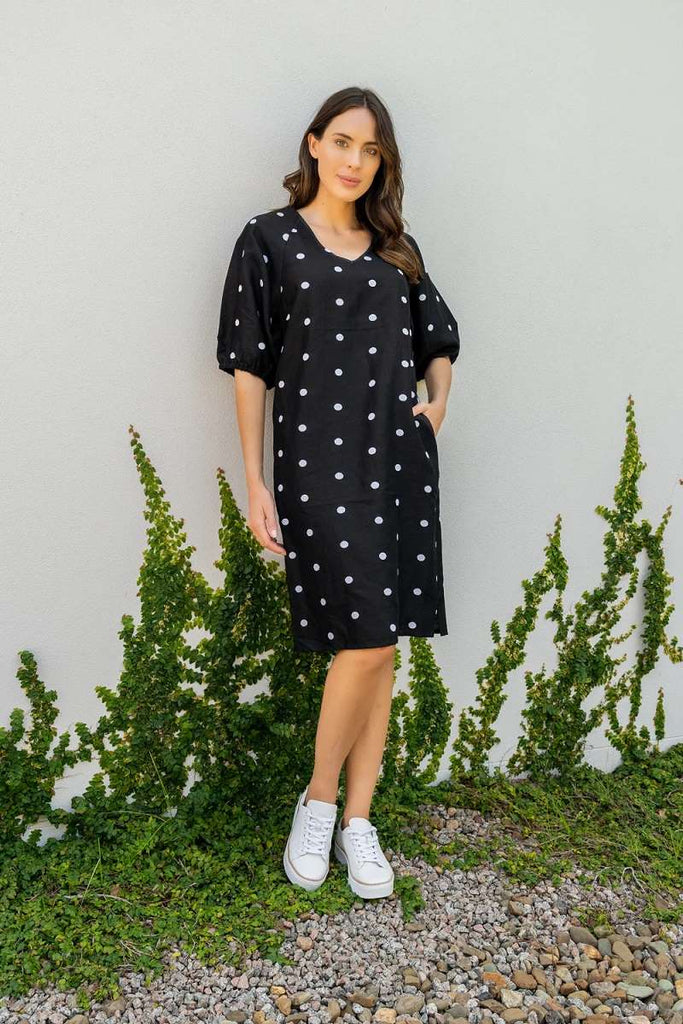 spot-v-neck-a-line-dress-in-black-white-see-saw-front-view_1200x
