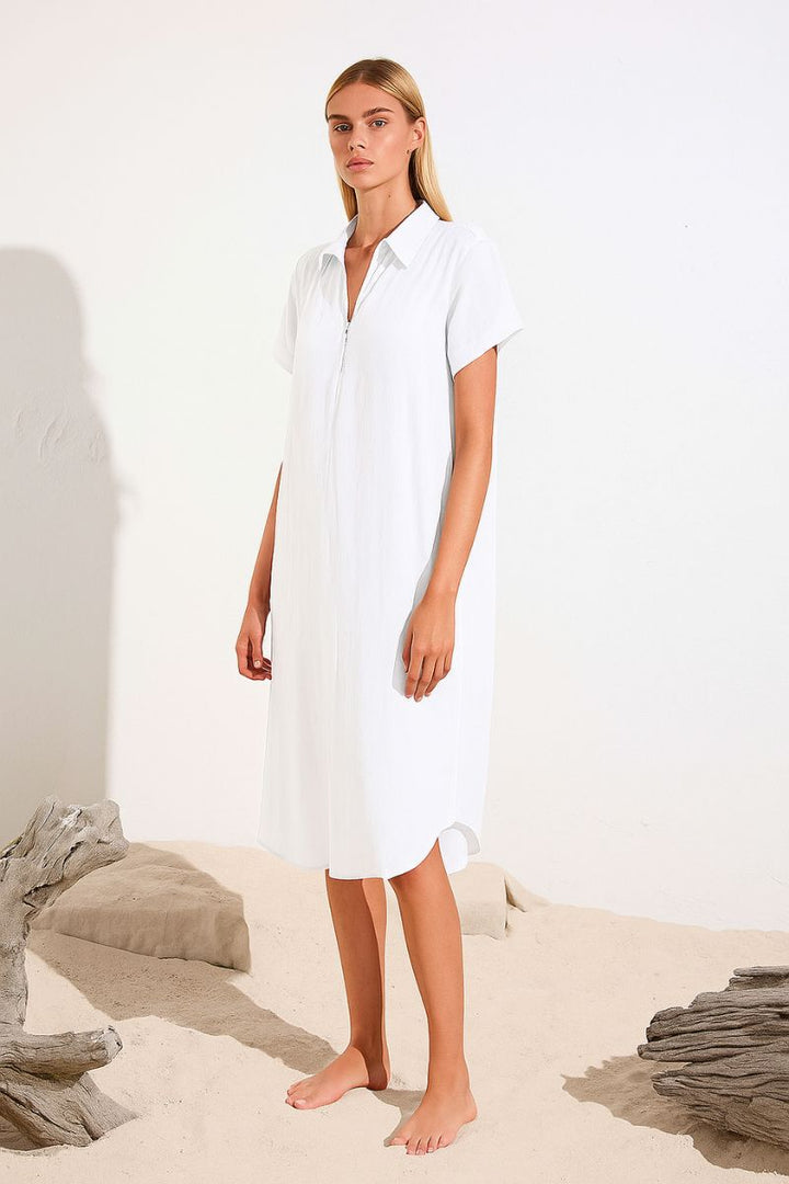 SS Zip Dress in White F67 3343 by Mela Purdie in 12