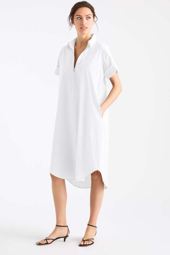 SS Zip Front Dress in White F65 3243 by Mela Purdie in 6 / White