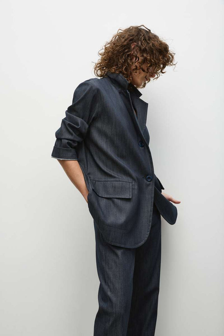 Pre Order Stretch Blazer in Deep Indigo F415 4129 by MELA PURDIE