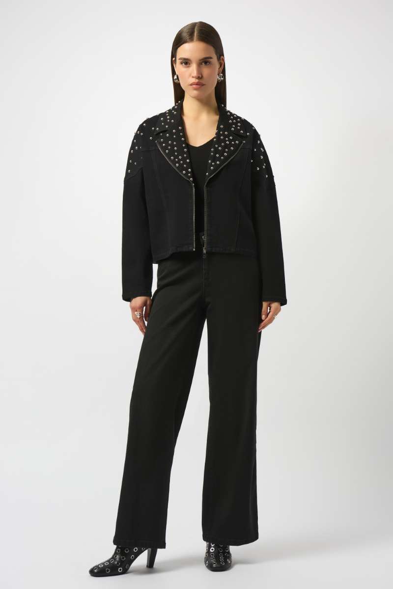 Stretch Denim Jacket with Stud Detailing 253947