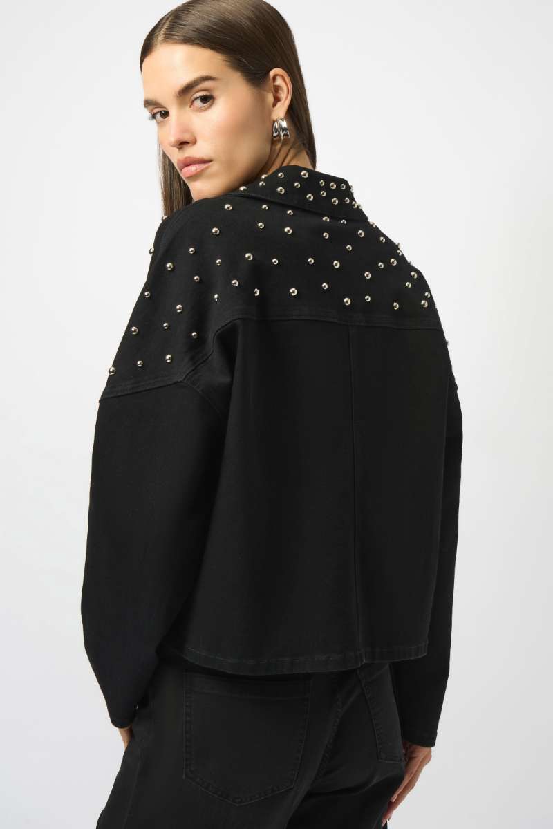 Stretch Denim Jacket with Stud Detailing 253947