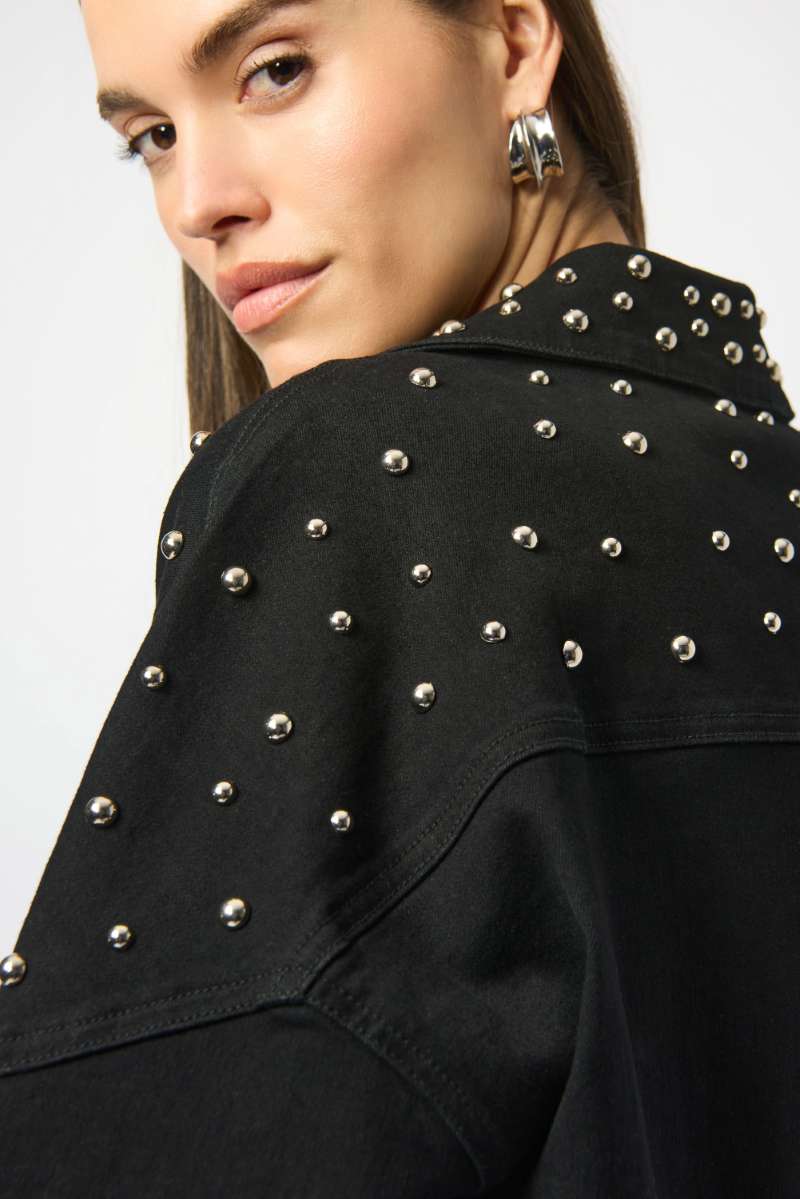 Stretch Denim Jacket with Stud Detailing 253947