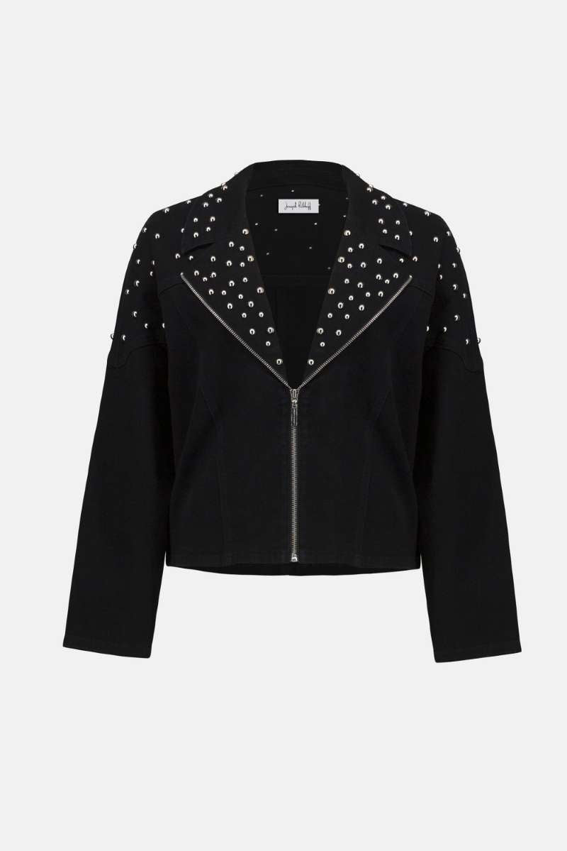 Stretch Denim Jacket with Stud Detailing 253947