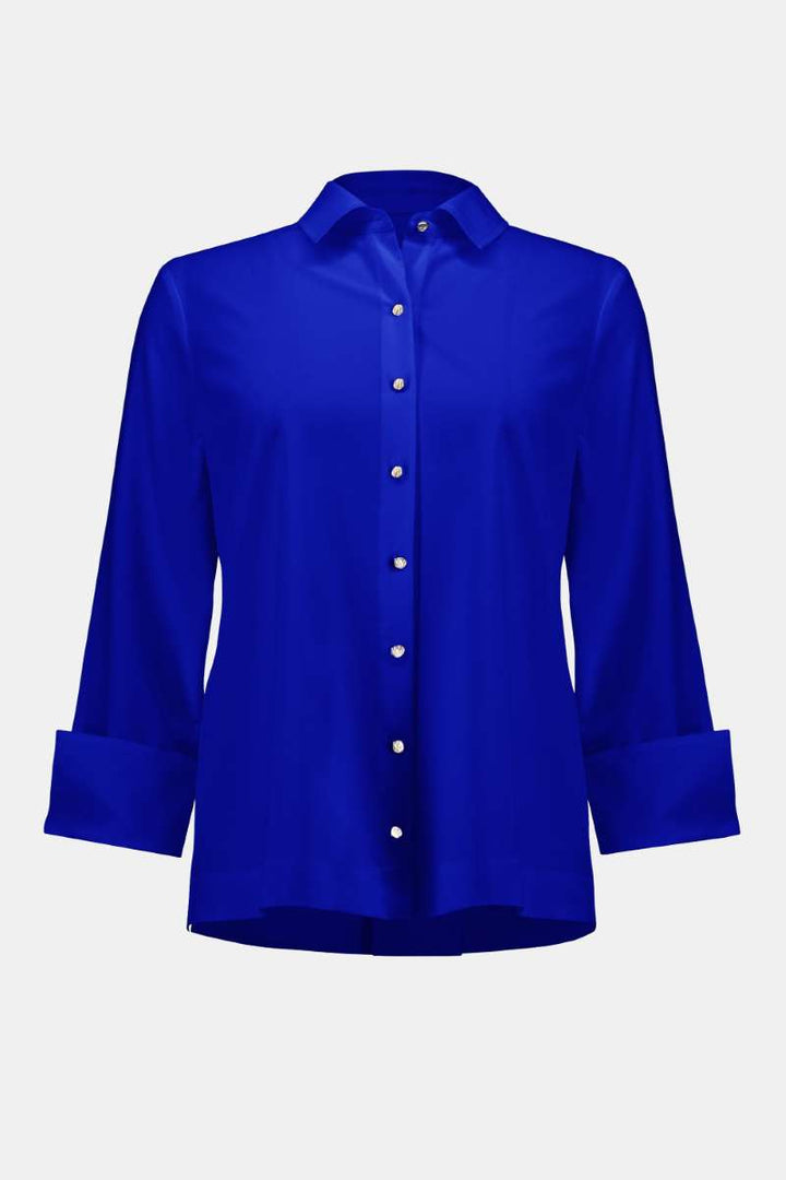 Stretch Poplin Button-Front Boxy Blouse in Royal Sapphire 253923 by Joseph Ribkoff