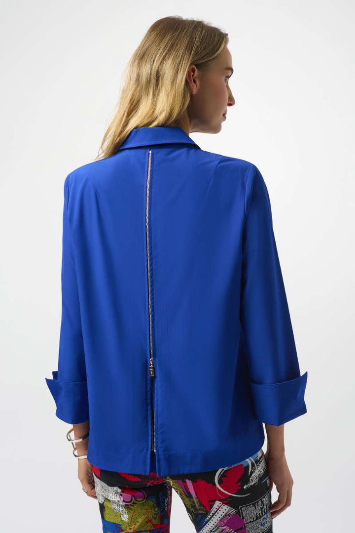 Stretch Poplin Button-Front Boxy Blouse in Royal Sapphire 253923 by Joseph Ribkoff